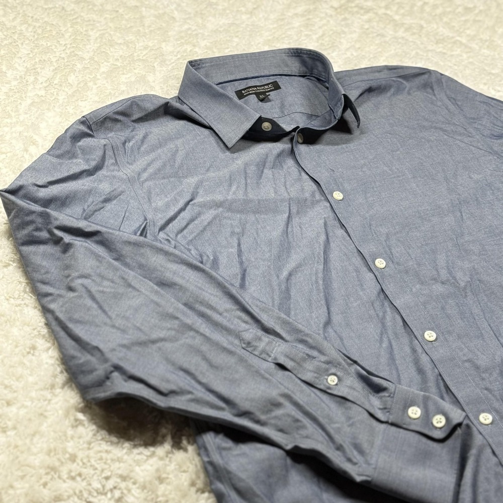 Banana Republic Shirt Mens XL Blue Slim Button Down Dress Work Casual Office - Picture 2 of 10